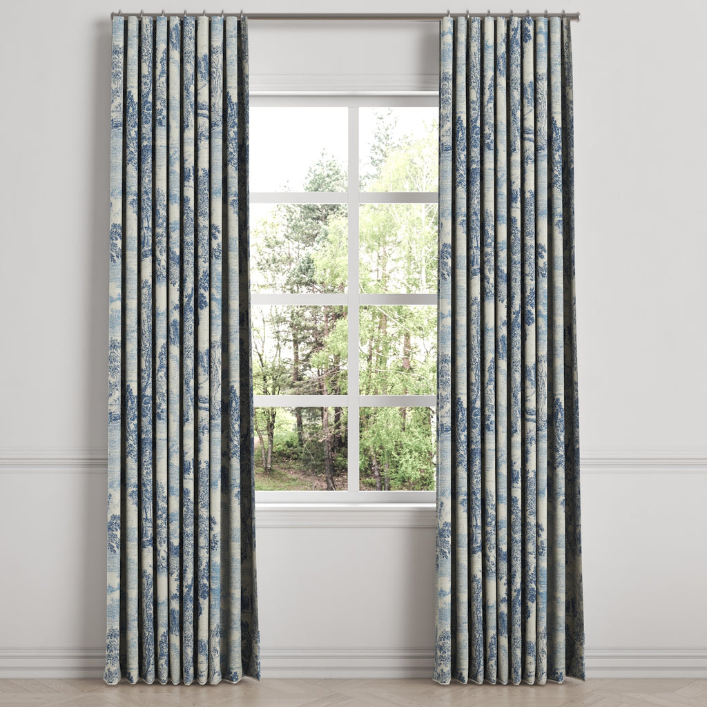 Ripplefold Drapery in Country Toile - Sapphire