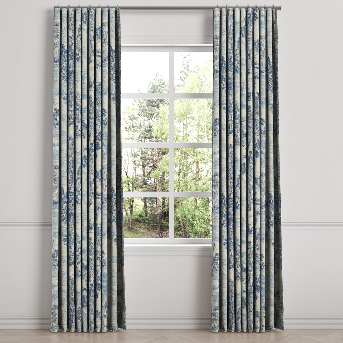 Ripplefold Drapery in Country Toile - Sapphire