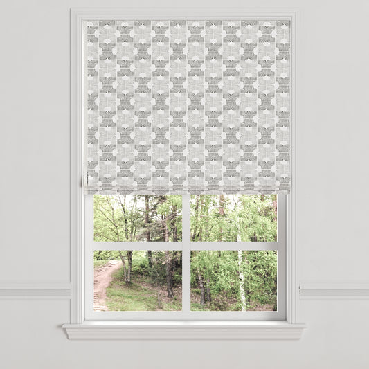 Flat Roman Shade in Groovy - Pewter