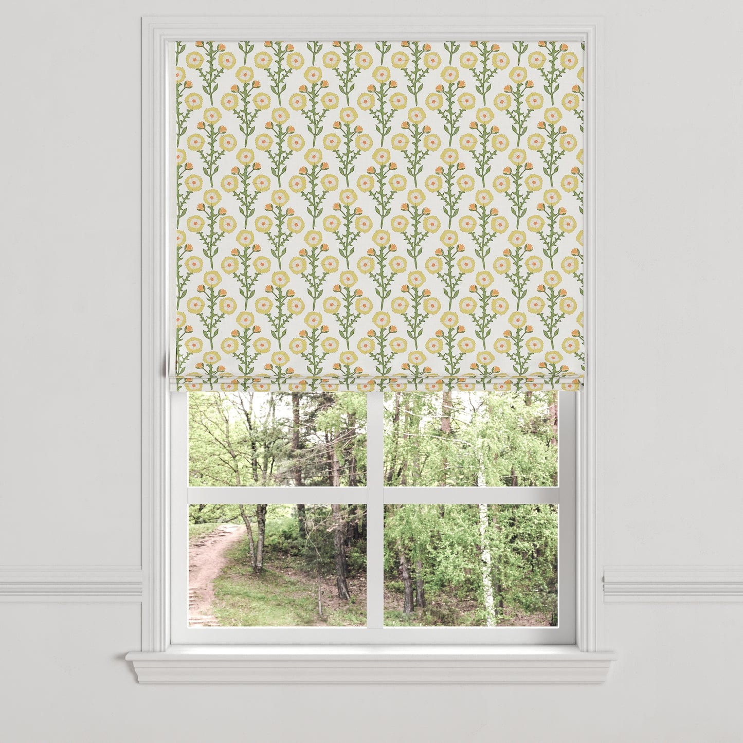 Flat Roman Shade in Cottage Flowers - Sunbeam