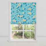 Flat Roman Shade in Grandma's Floral - Pale Blue