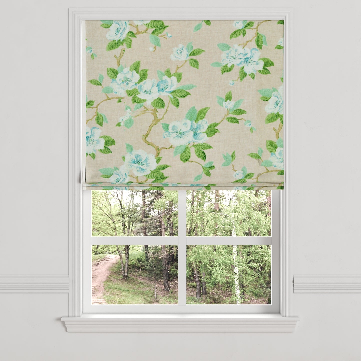 Flat Roman Shade in Grandma's Floral - Pink