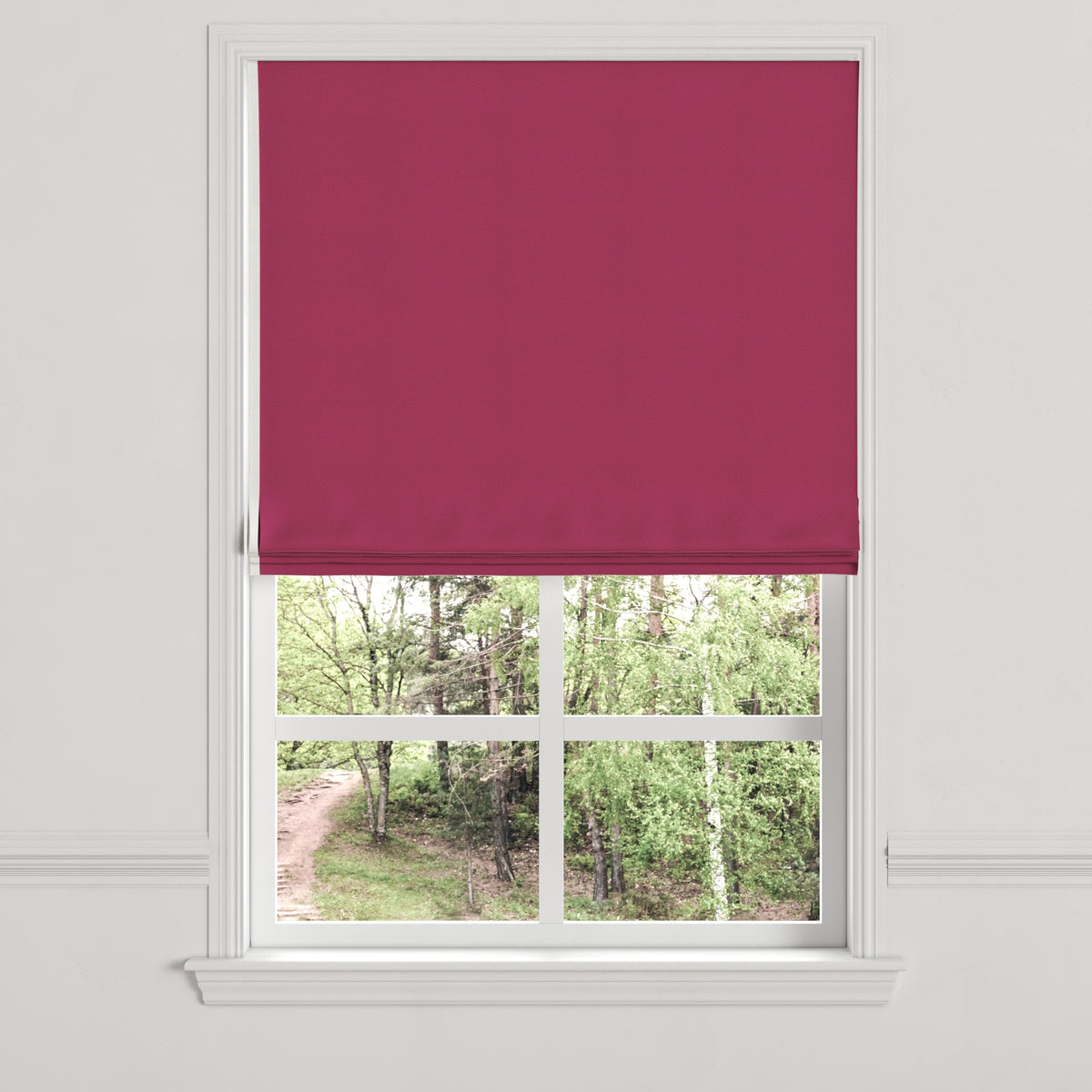Flat Roman Shade in Lush Linen - Beet