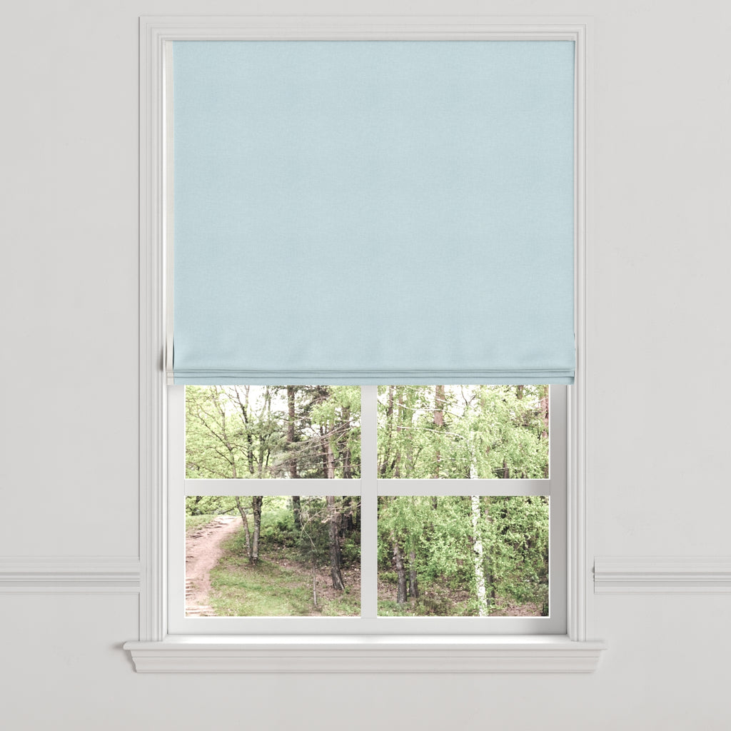 Flat Roman Shade in Lush Linen - Breeze