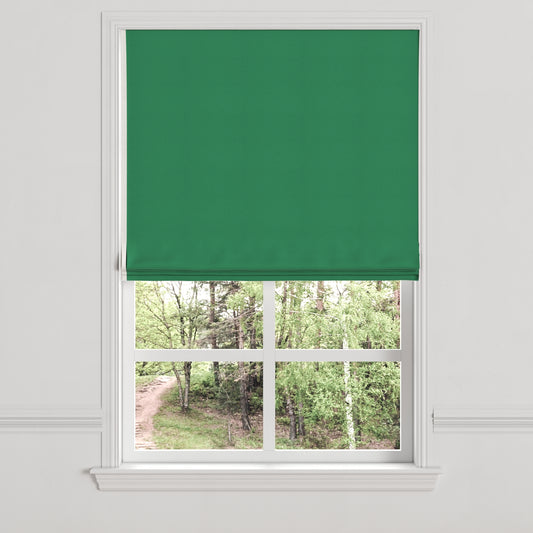 Flat Roman Shade in Lush Linen - Malachite