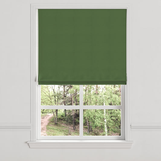 Flat Roman Shade in Lush Linen - Forest