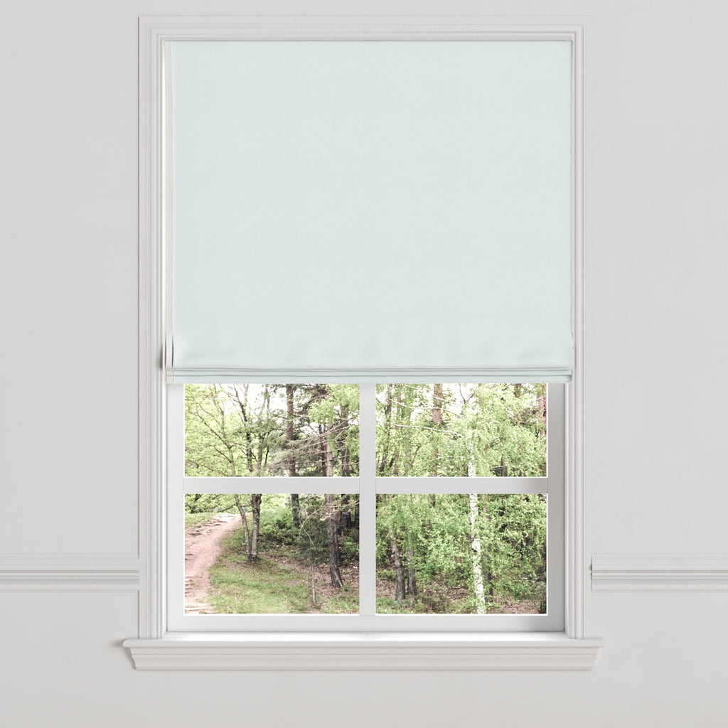 Flat Roman Shade in Lush Linen - Ice