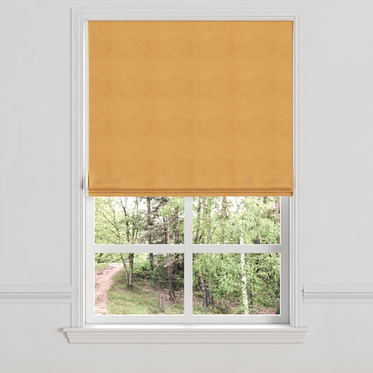 Flat Roman Shade in Lush Linen - Turmeric