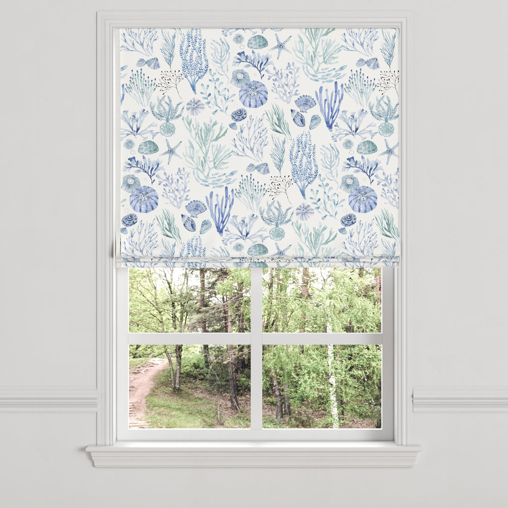 Flat Roman Shade in Montauk - Ocean