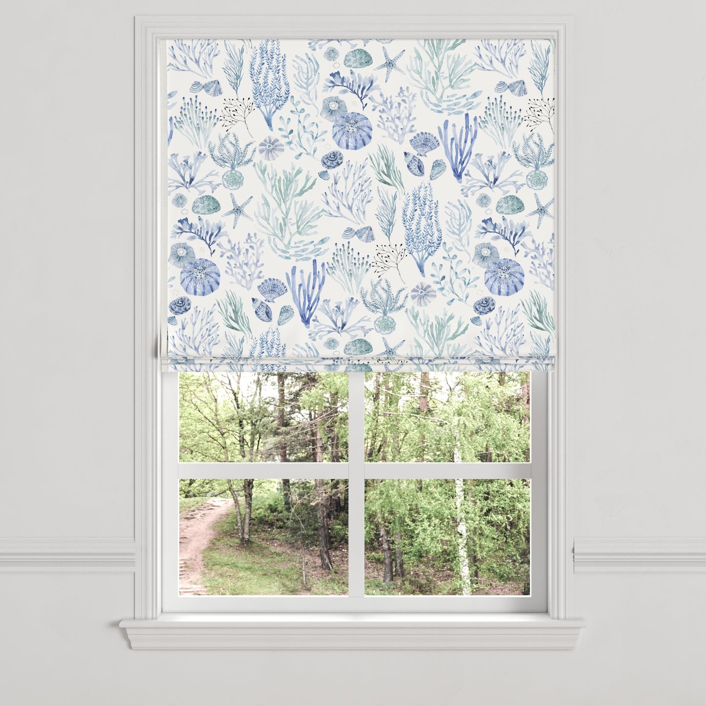 Flat Roman Shade in Montauk - Ocean