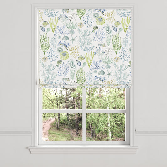 Flat Roman Shade in Montauk - Green