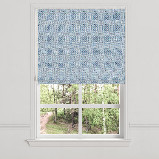 Flat Roman Shade in Positive Print - Azure