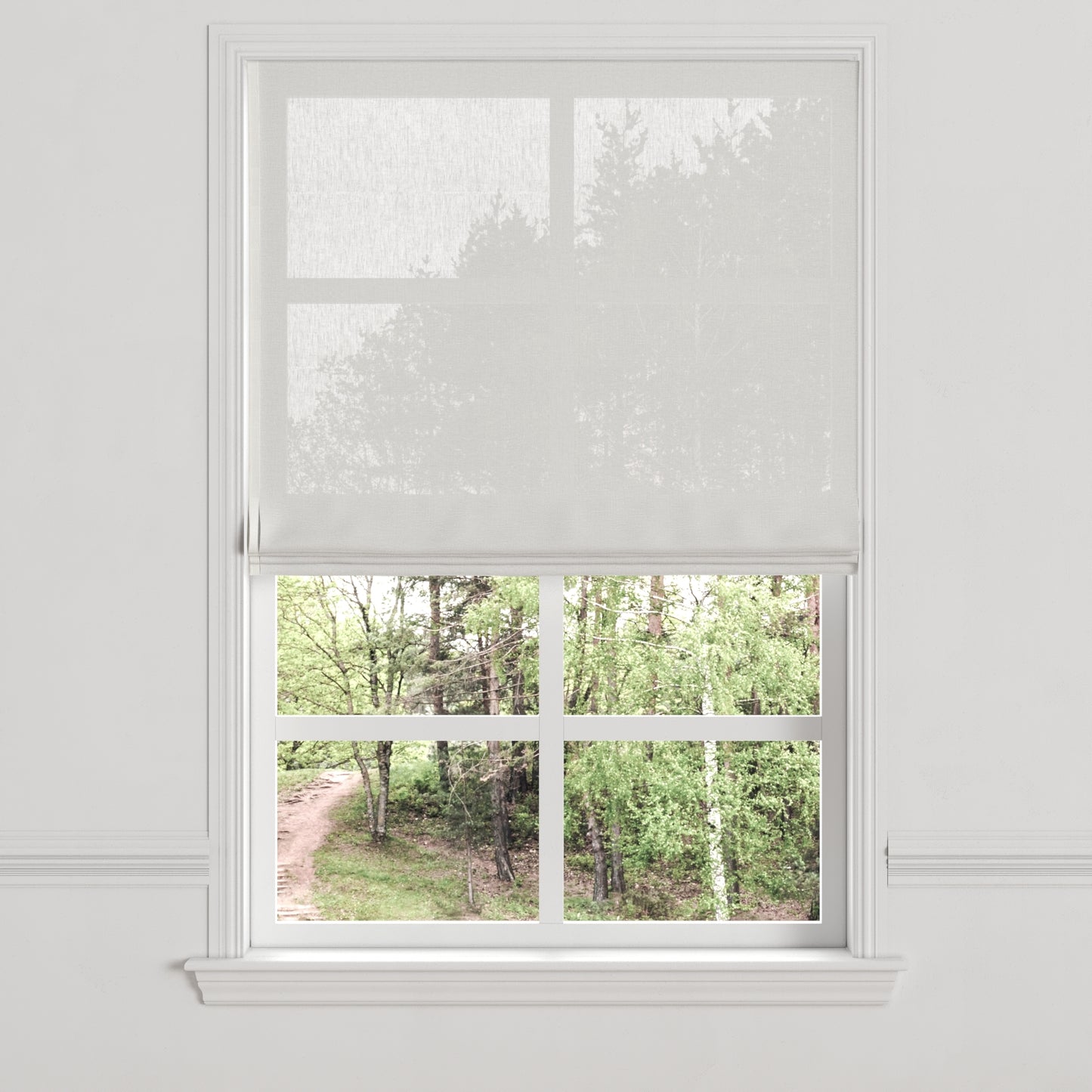 Flat Roman Shade in Sheer - Biscotti