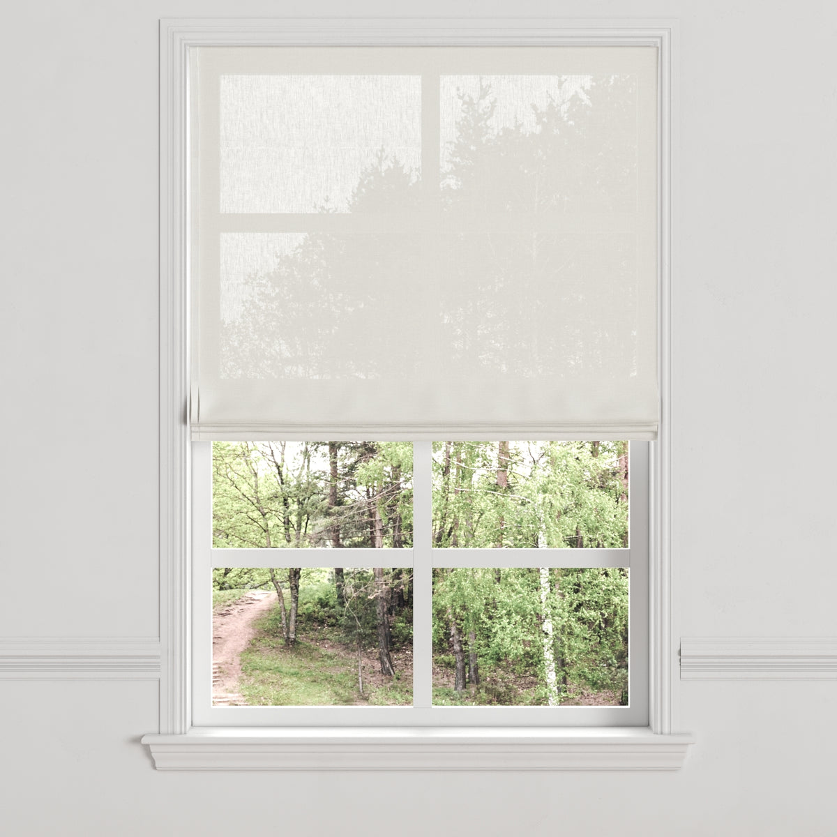 Flat Roman Shade in Sheer - Cream