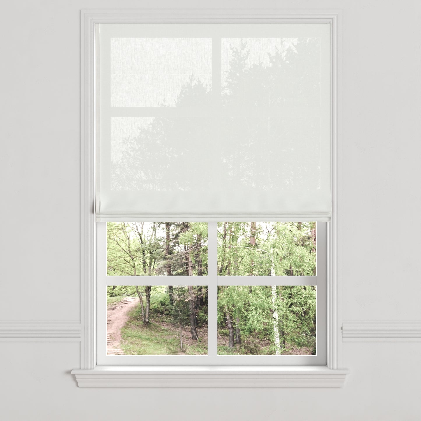 Flat Roman Shade in Sheer - Porcelain