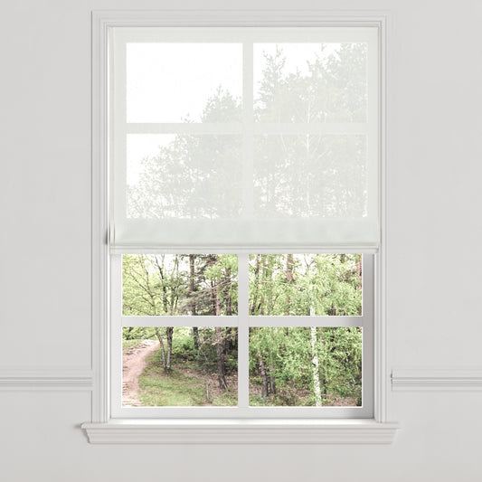 Flat Roman Shade in Sheer - Porcelain