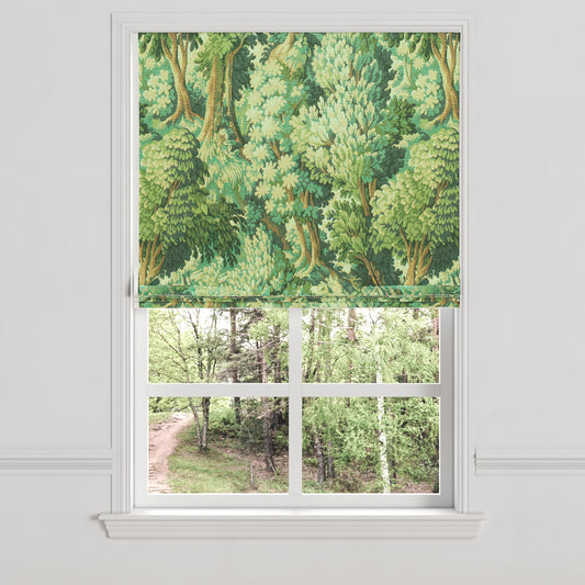 Flat Roman Shade in Enchanted Forest - Emerald