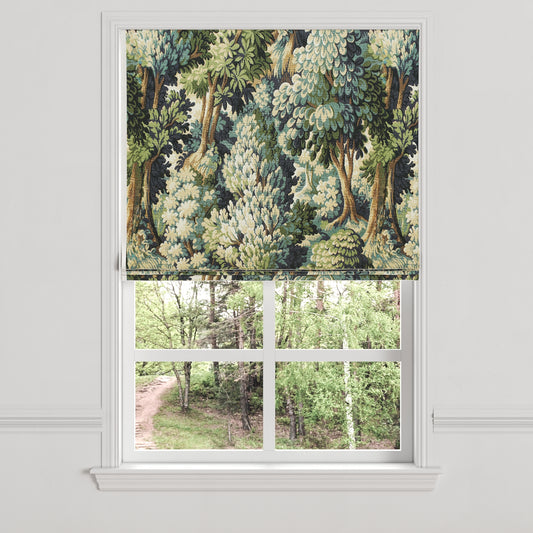 Flat Roman Shade in Enchanted Forest - Peridot