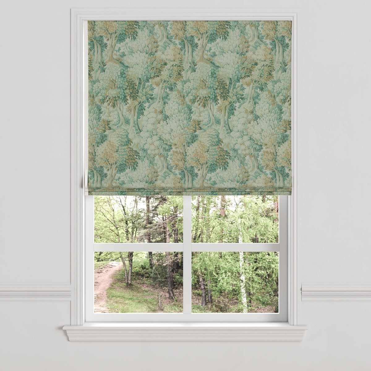 Flat Roman Shade in Enchanted Forest - Mineral