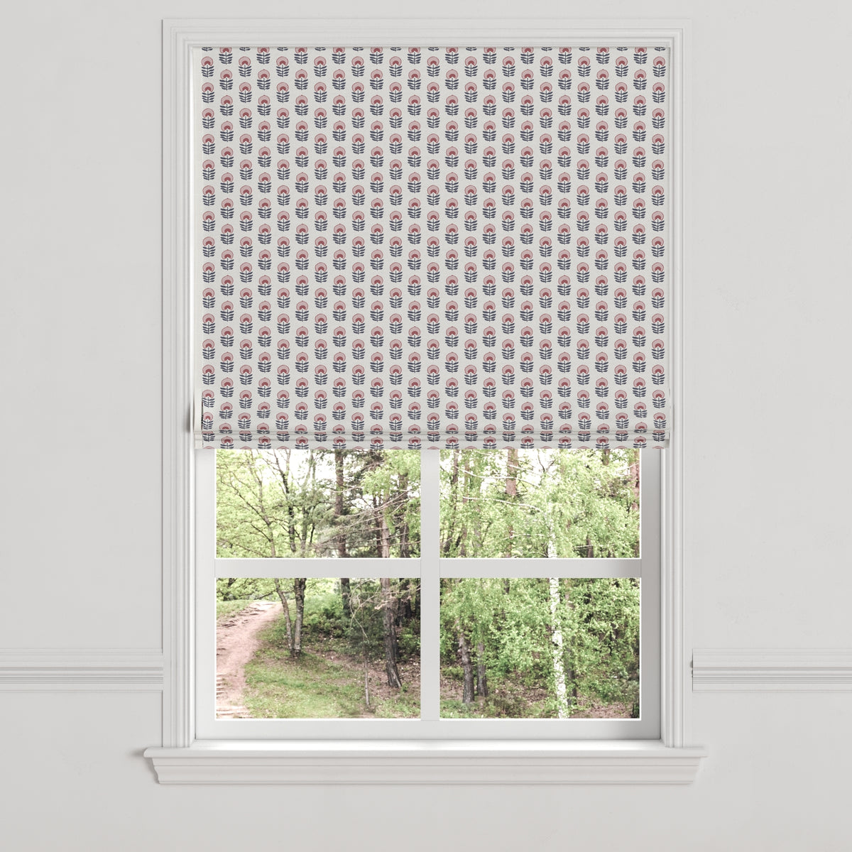 Flat Roman Shade in Mini Florals - Mulberry