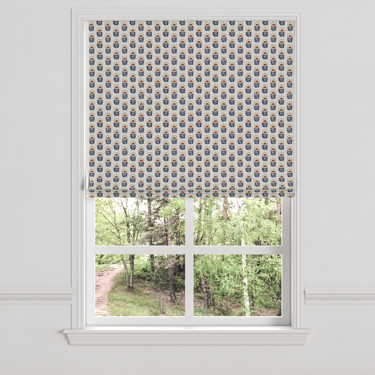 Flat Roman Shade in Mini Florals - Pottery