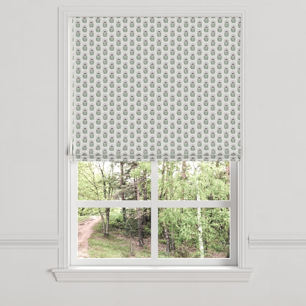 Flat Roman Shade in Mini Florals - Sky Garden