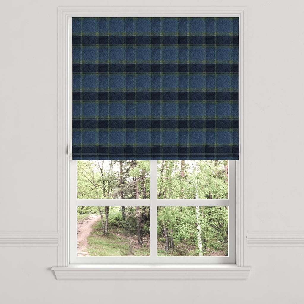 Flat Roman Shade in Cozy Cabin - Ink