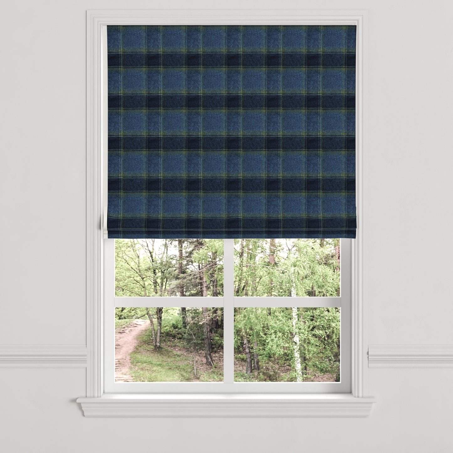 Flat Roman Shade in Cozy Cabin - Ink