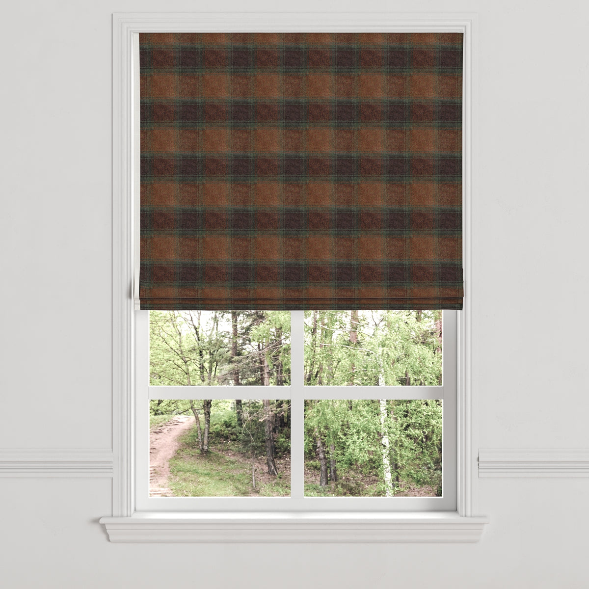 Flat Roman Shade in Cozy Cabin - Pumpernickel