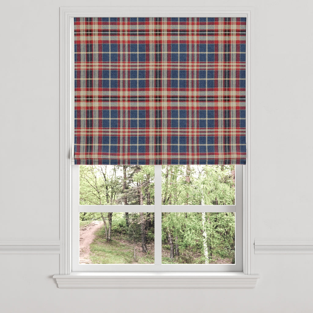 Flat Roman Shade in Tartan - Flannel