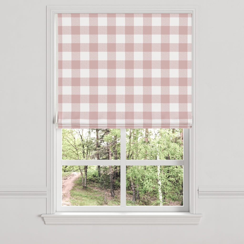 Flat Roman Shade in Buffalo Check - Mauve