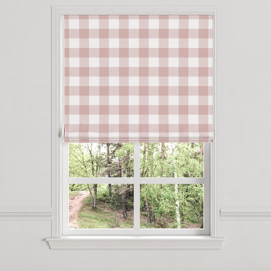 Flat Roman Shade in Buffalo Check - Mauve