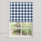 Flat Roman Shade in Buffalo Check - Navy