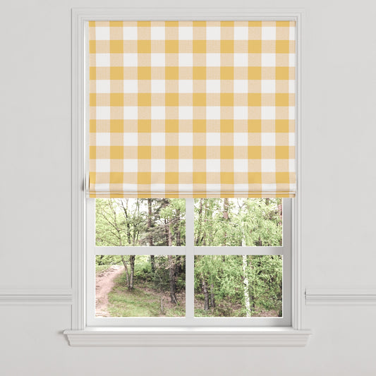 Flat Roman Shade in Buffalo Check - Sunny