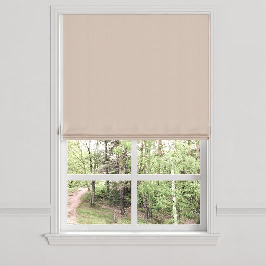Flat Roman Shade in Slubby Linen - Cashmere