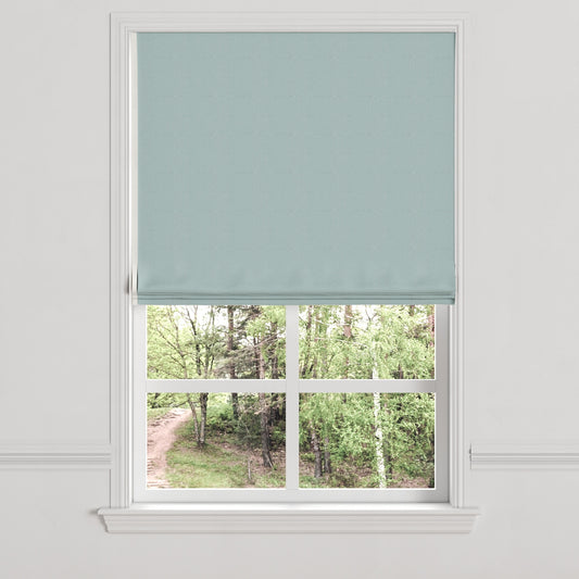 Flat Roman Shade in Slubby Linen - Puddle