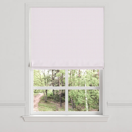 Flat Roman Shade in Gingham - Lilac
