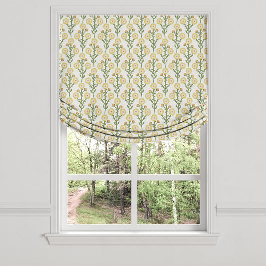 Relaxed Roman Shade in Cottage Flowers - Sunbeam