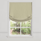 Relaxed Roman Shade in Little White Line - Sage