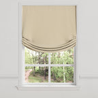 Relaxed Roman Shade in Little White Line - Sand