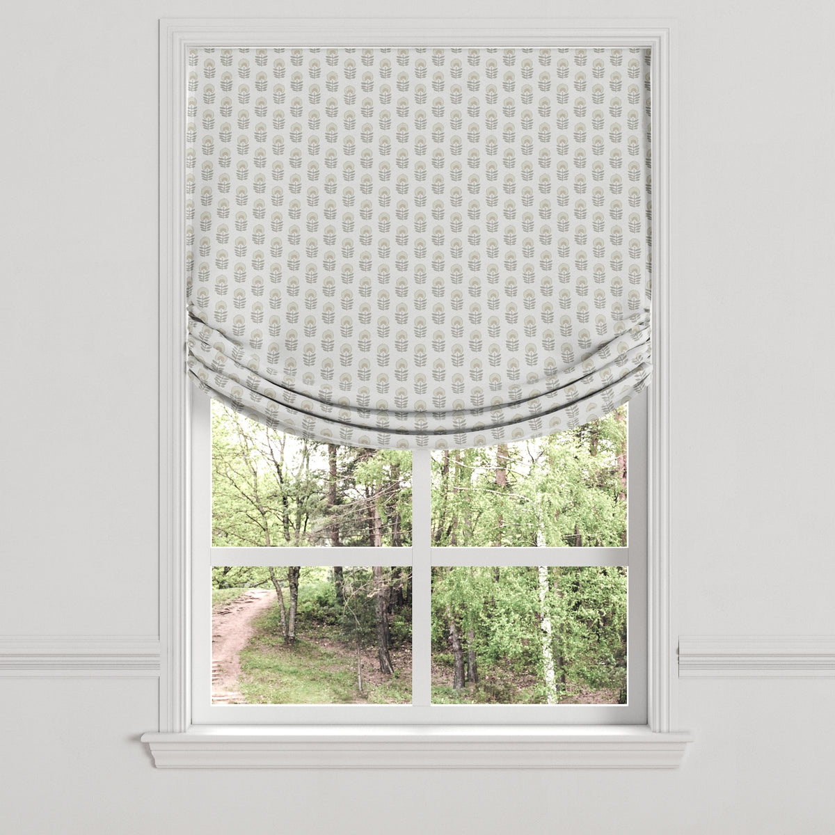 Relaxed Roman Shade in Mini Florals - Ivory