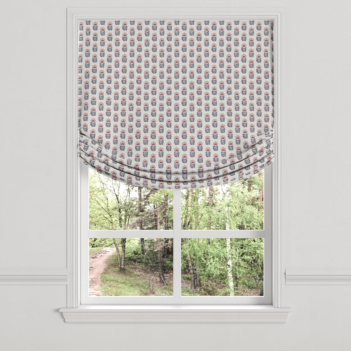 Relaxed Roman Shade in Mini Florals - Mulberry