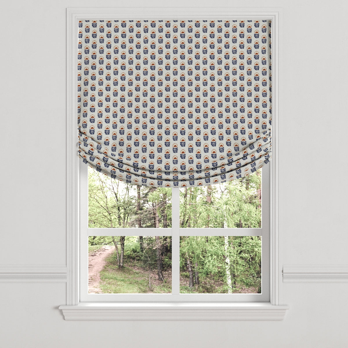 Relaxed Roman Shade in Mini Florals - Pottery
