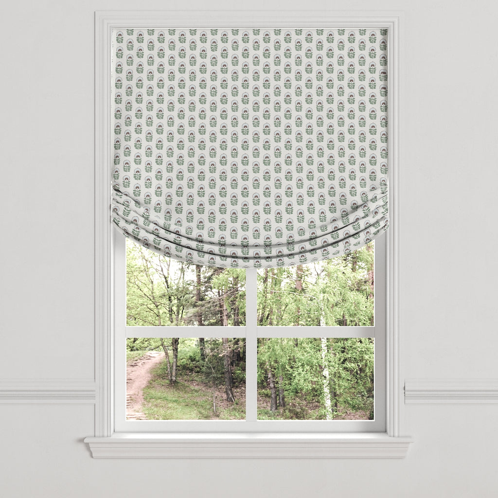 Relaxed Roman Shade in Mini Florals - Sky Garden