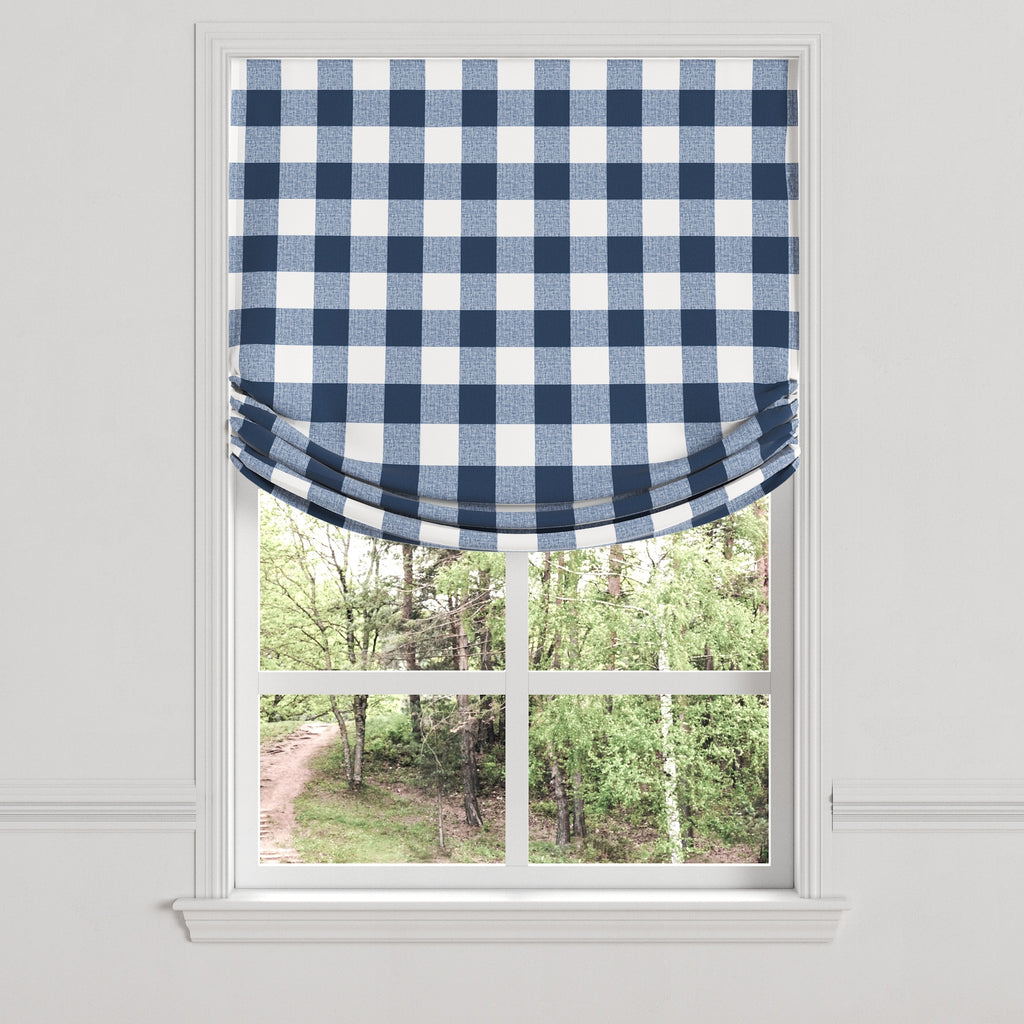 Relaxed Roman Shade in Buffalo Check - Navy