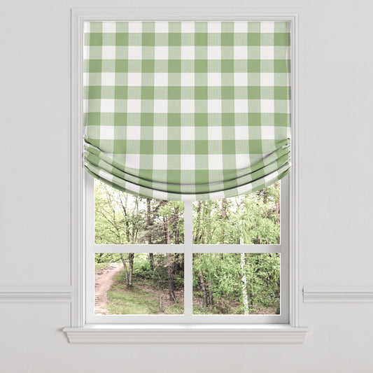 Relaxed Roman Shade in Buffalo Check - Sage