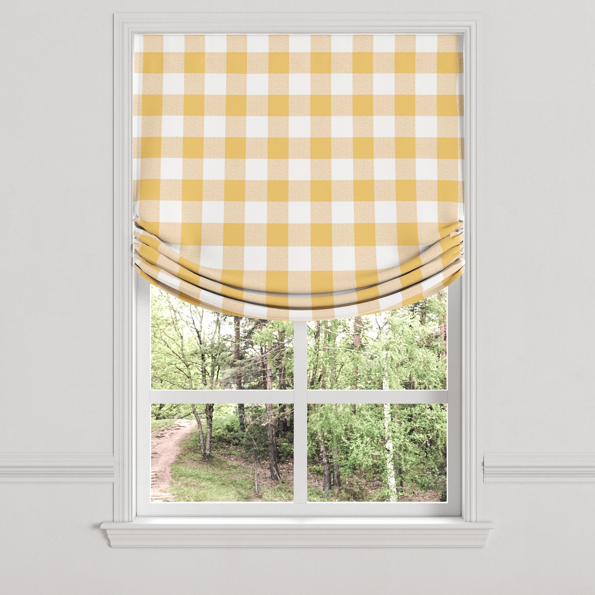 Relaxed Roman Shade in Buffalo Check - Sunny