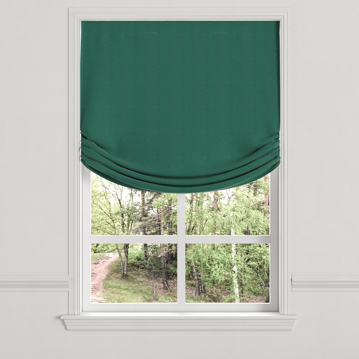 Relaxed Roman Shade in Slubby Linen - Spruce