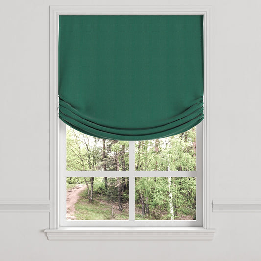 Relaxed Roman Shade in Slubby Linen - Spruce