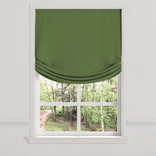 Relaxed Roman Shade in Slubby Linen - Clover